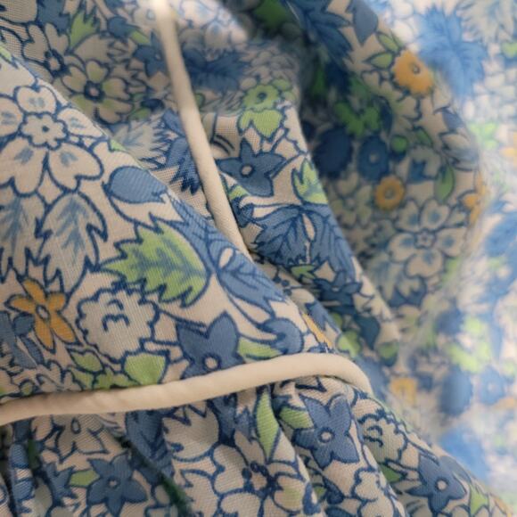 Vintage HukAPoo Gown Blue Floral Robe Prairie Country House Coat Maxi Size Small - Picture 13 of 14